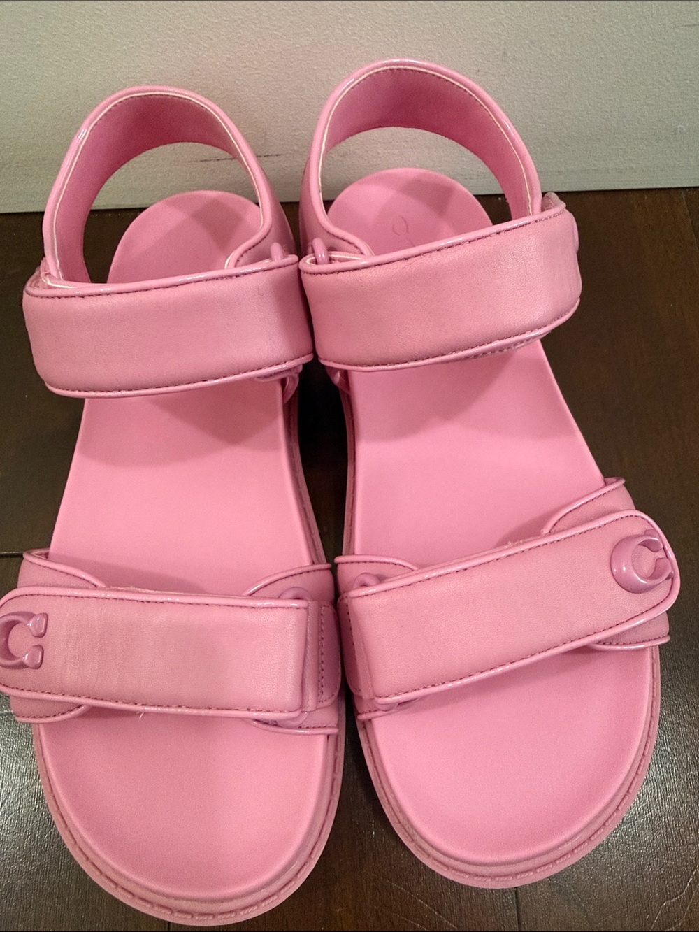 Coach Pink Adjustable Strap Women's Sandals - Picture 3 of 7